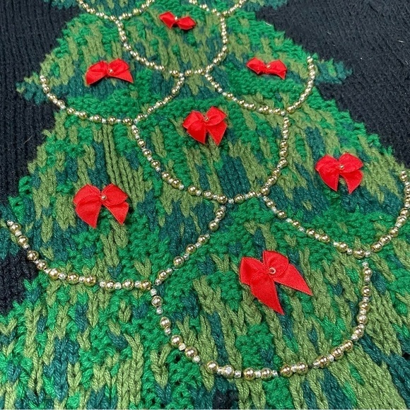 Vintage Marisa Christina black ugly Christmas sweater knit Christmas tree - Picture 4 of 9